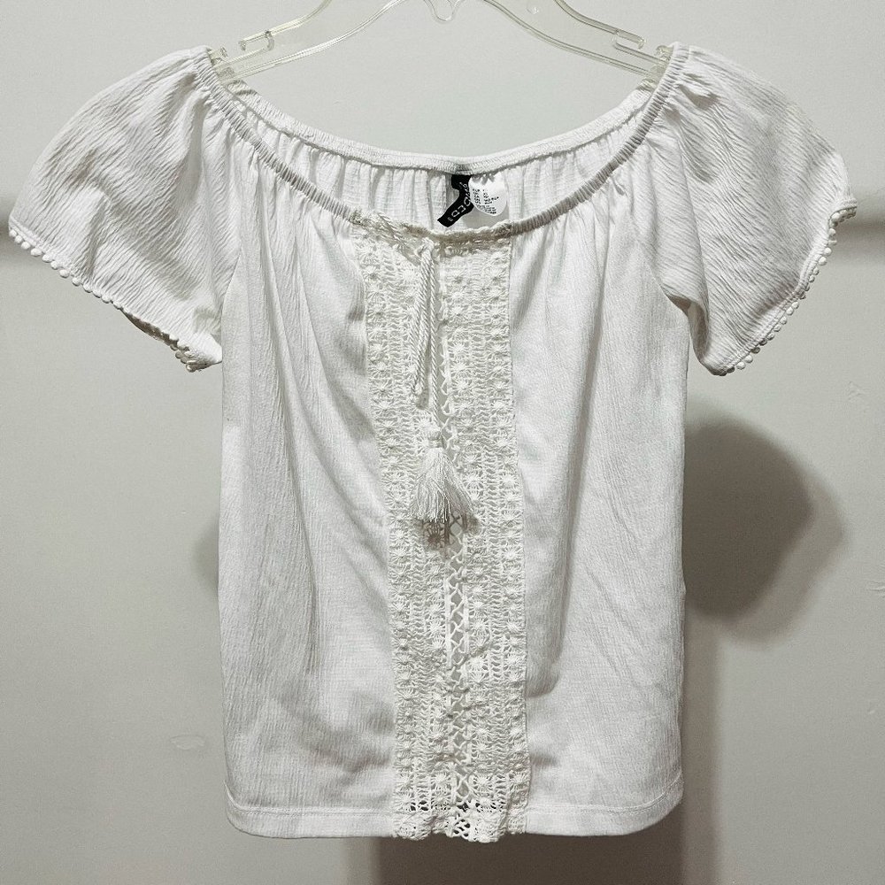 Off-the-shoulder Embroidered Boho Peasant Blouse